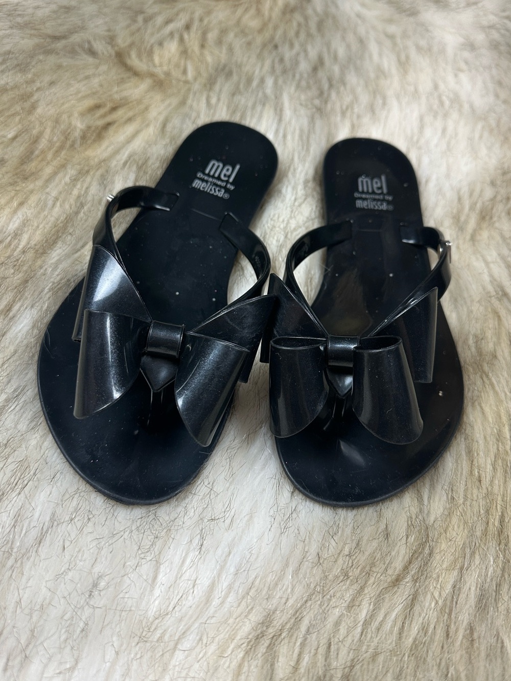 Mini Melissa Mel Black Bow Jelly Sandals Kids EU 32 Made in Brazil